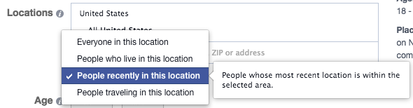 Facebook Location Targeting Recently In