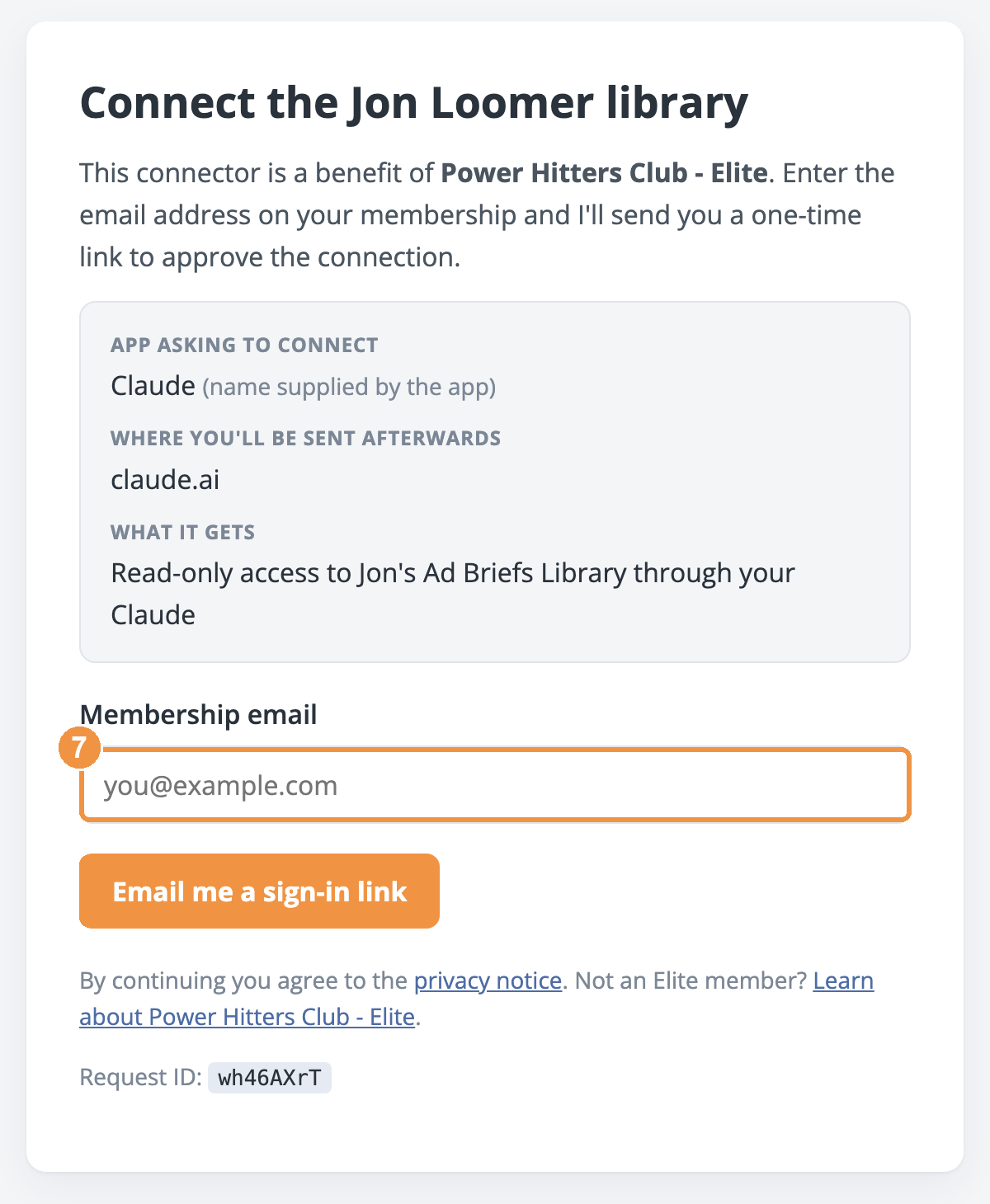 Sign-in page asking for your membership email